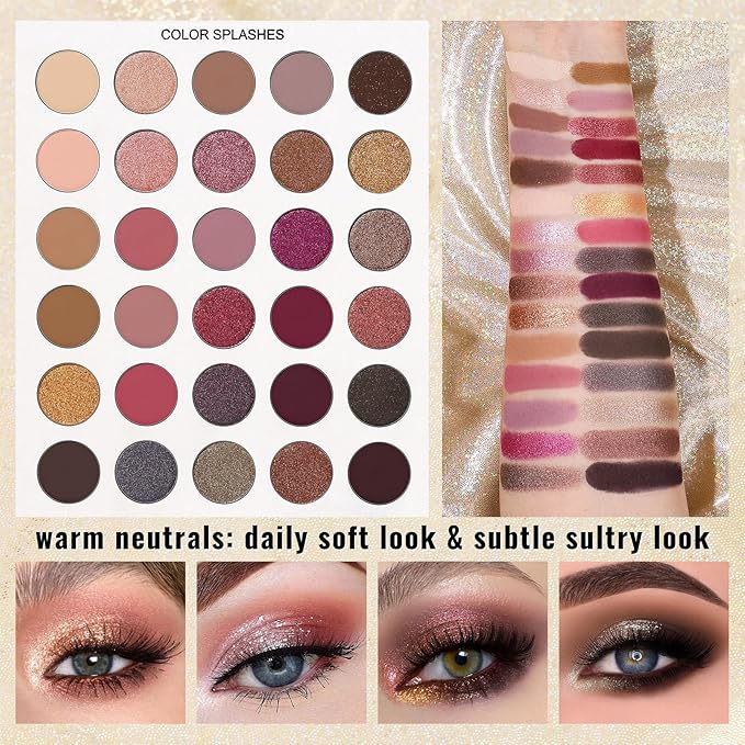 UCANBE Eyeshadow Makeup Palette 86 Colors, Matte Black Grey Silver Smokey Goth Eye Shadows+Chunky Pressed Glitters+Bright Colorful Neon Shades+Rosy Rusty Neutrals for Every Day & Halloween Make Up