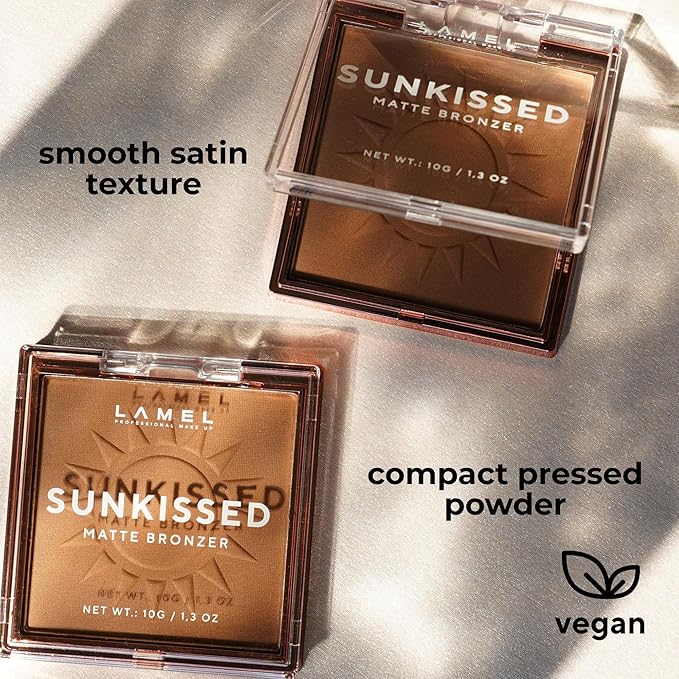 LAMEL Sunkissed Matte Bronzer Face Powder - Non-Shimmer, Long Lasting, Non-Greasy Bronzing Organic Makeup Formula - Matte Finish - Natural Tan Skin - N. 402-0.35oz.