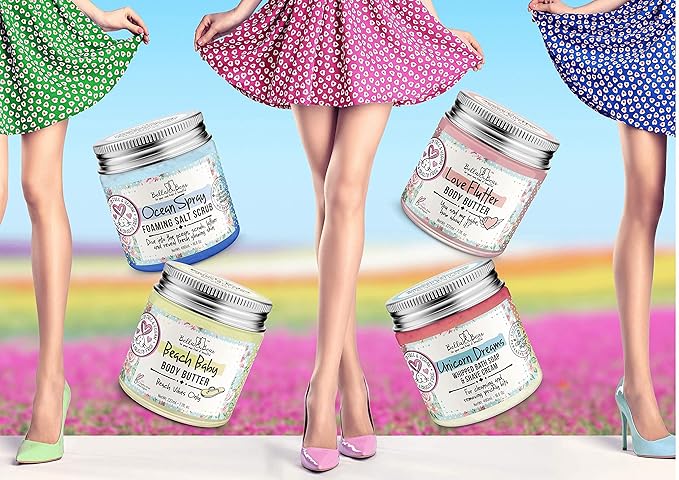 Bella and Bear Love Flutter Body Butter, Hydrating Formula, Soften & Prevent Scars, Stretch Mark Cream, 6.7oz