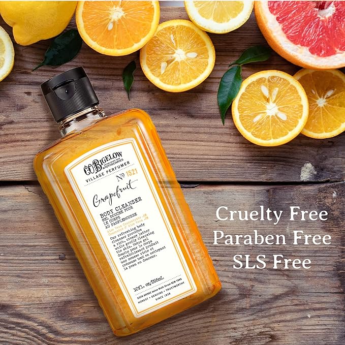 C.O. Bigelow Grapefruit Body Cleanser, Village Perfumer Moisturizing Body Wash for Men & Women with Aloe Vera, Sodium PCA, and Glycerin, 10 fl oz