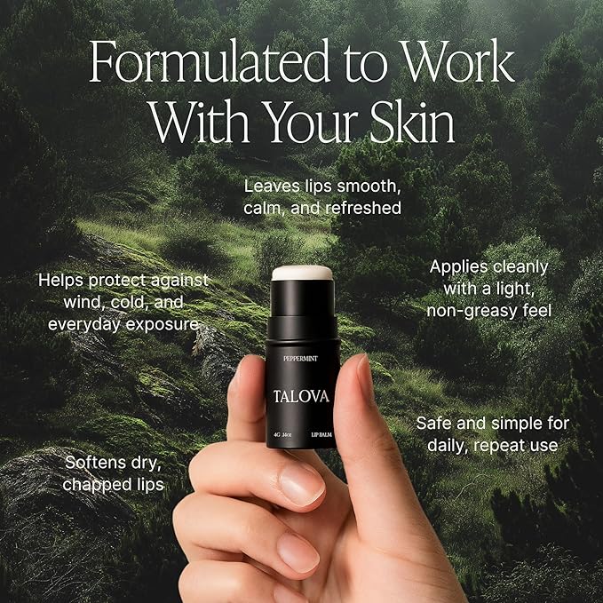 Peppermint Lip Balm, Natural & Clean Moisturizing Lip Balm with Vitamins A, D, E, and K, Nourishes and Smooths Texture, Moisturizer for Dry and Chapped Lips, Non-toxic, Made in USA