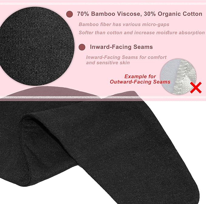 KimYoung Bra Liners for Sweat, Black, Breast Sweat Wicking Pads, Viscose Made from Bamboo & Organic Cotton Blend, 3PCS
