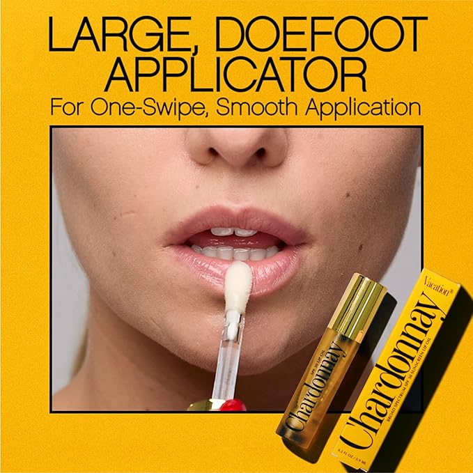 Vacation Chardonnay Lip Oil SPF 30, Sunscreen for Lips, Hydrating Lip Oil, Caramel Vanilla Flavored Lip Gloss, Non-Sticky Lip Balm with SPF 30, Vegan, 0.2 Fl. Oz. (Pack of 2)