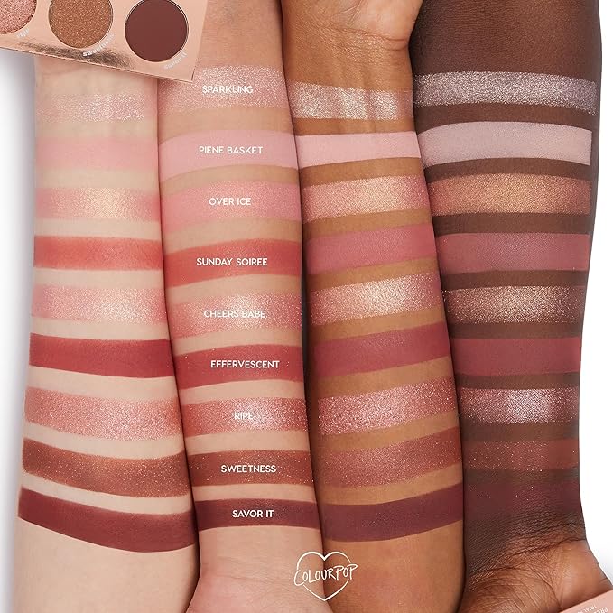 ColourPop By The Rosé Eyeshadow Palette - Pink & Red Neutral Palette with Metallic and Cream Matte Finishes - High-Pigment Eye Makeup with a Long-Wearing Formula (0.3 oz)