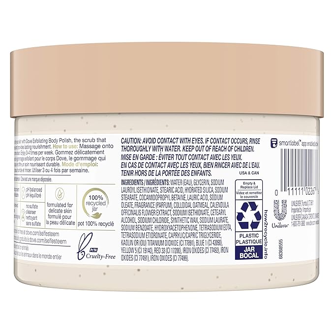 Dove Scrub for Silky Skin Oatmeal & Calendula Oil Body Scrub Exfoliates & Gives Lasting Nourishment 10.5 oz 4 Count