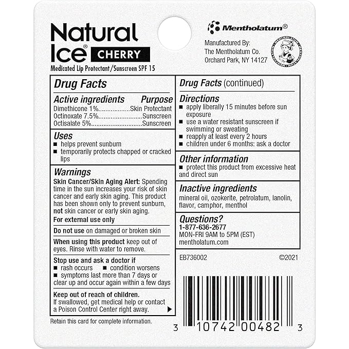 Natural Ice Medicated Lip Protect SPF 15 Cherry 12 Pkgs