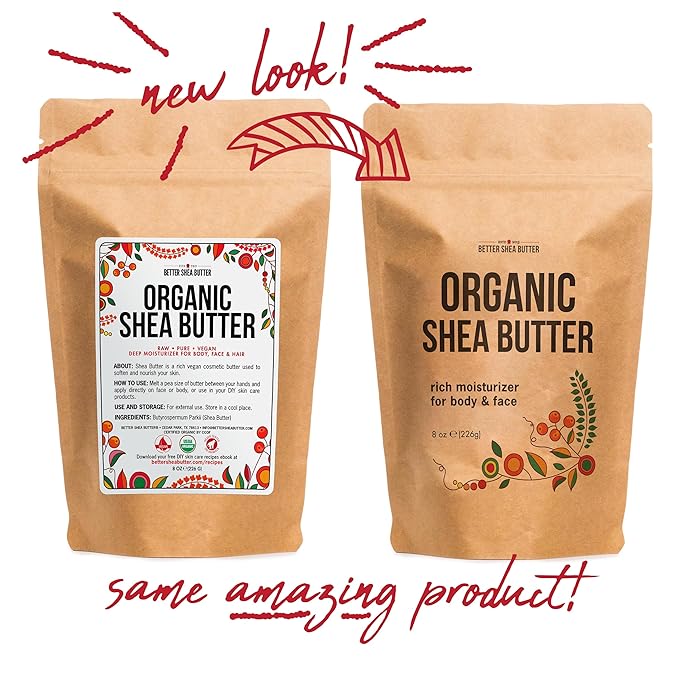 Organic Shea Butter Raw Unrefined | Pure African Shea Butter for Hair & Dry Skin | Natural Face Moisturizer | Body Butter Base for Lotion, DIY Lip Balm and Soap Making Supplies, 8oz Bar
