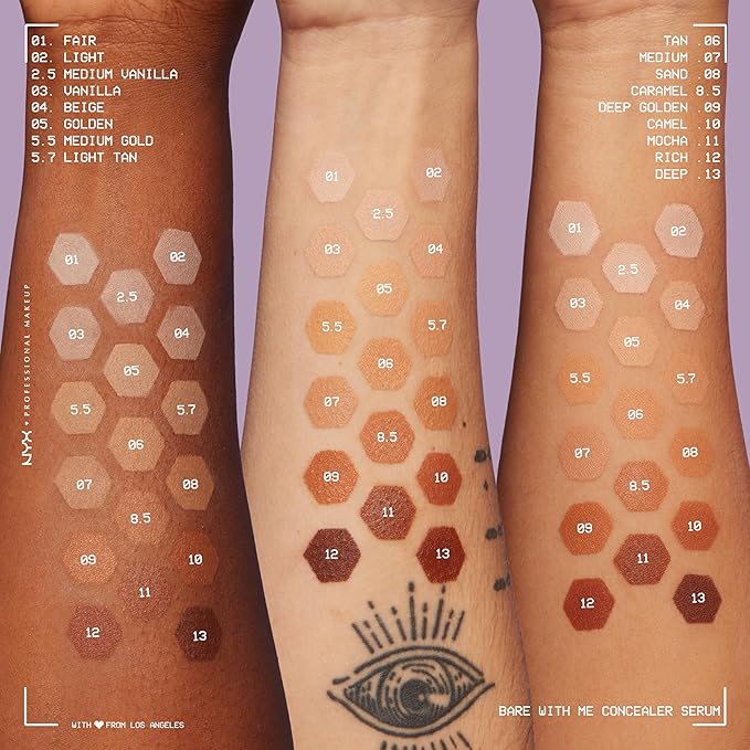 NYX PROFESSIONAL MAKEUP Bare With Me Concealer Serum, Up To 24Hr Hydration - Deep