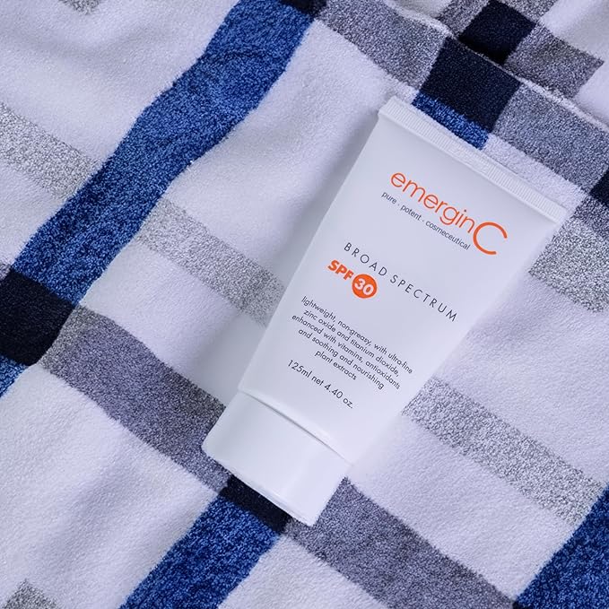 emerginC Sun SPF 30+ Non-Greasy Sunscreen - Face Sunscreen with Zinc Oxide, Vitamin C + Aloe - Non-Tinted Sunblock Cream (4.2 oz, 125 ml)