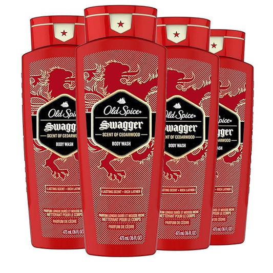 Old Spice Men's Body Wash Swagger Scent, 24/7 Shower Freshness, 16 Fl Oz (Pack of 4)