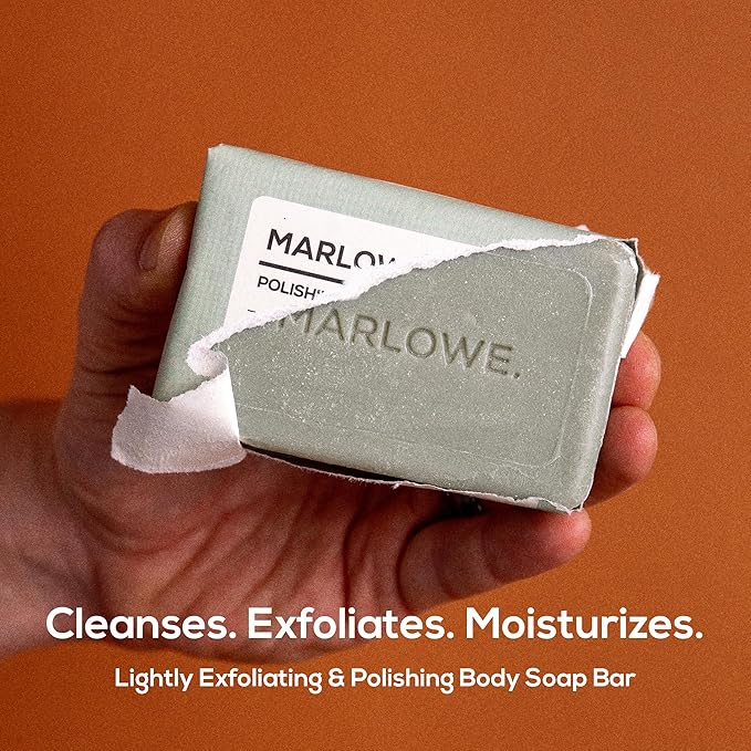 MARLOWE. No. 108 Lightly Exfoliating Soap Bar, 7oz (3 Bars) Polishing, Moisturizing & Cleansing Bar Soap for Men, Made with Natural Ingredients