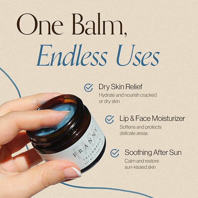 Beef Tallow For Face & Body | Grass Fed & Finished Beef Tallow Balm Infused with Essential Oils (Lavender, Jojoba) | Face Moisturizer to Revitalize and Nourish Skin - 2Oz