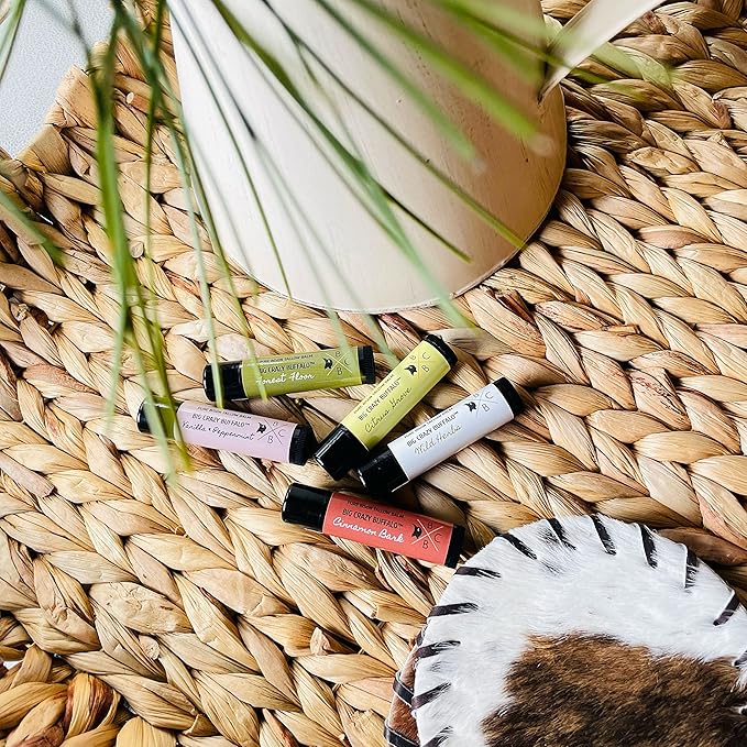 Pure Bison Tallow Lip Balm, Wild Herb, (5 pack) - Rosemary & Lavender, Moisturizing, Non-Habit Forming