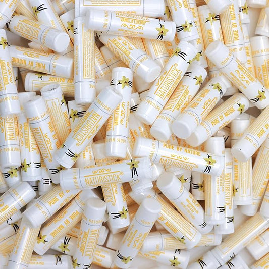 150-Pack Lip Balm in Bulk by Naturistick. Vanilla Scent. 100% Natural Ingredients. Best Beeswax Chapstick for Dry, Chapped Lips. Made in USA