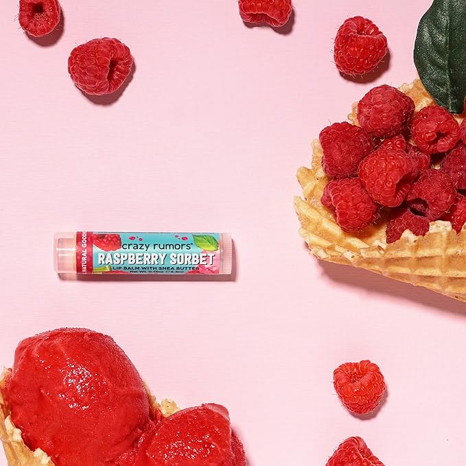 Crazy Rumors Raspberry Sorbet Lip Balm. Plant-Based,