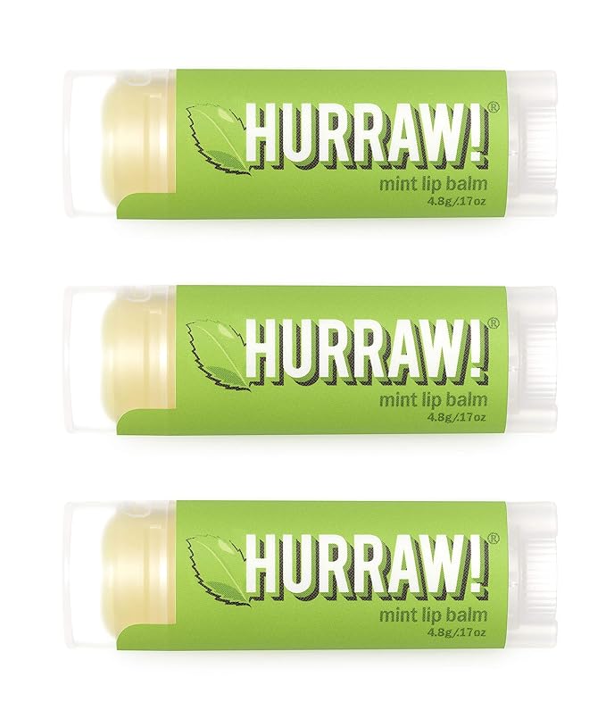 Hurraw! Mint Lip Balm, 3 Pack: Organic, Certified Vegan, Cruelty and Gluten Free. Non-GMO, 100% Natural Ingredients. Bee, Shea, Soy and Palm Free. Made in USA