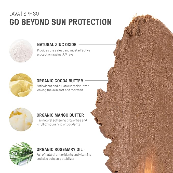 Raw Element Ultra-Moisturizing Tinted Face Cream, Non Toxic Mineral Face Sunscreen, Daily Tinted Moisturizer, Non-Nano Zinc Oxide, Reef Friendly, All Ages, SPF 30, 1.8 oz, Lava, Pack of 2