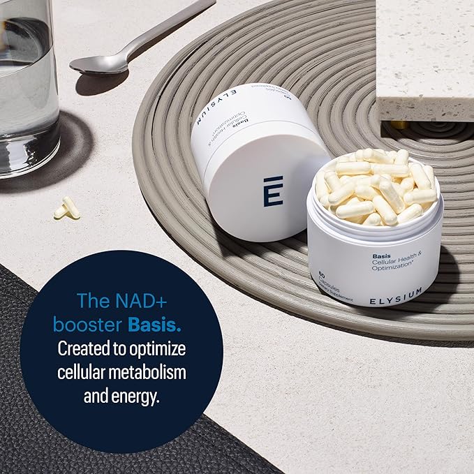 ELYSIUM Basis NAD Plus Supplement 30 Servings - with Nicotinamide Riboside 250mg and Pterostilbene 50mg - Healthy Aging Supplement & Cellular Energy