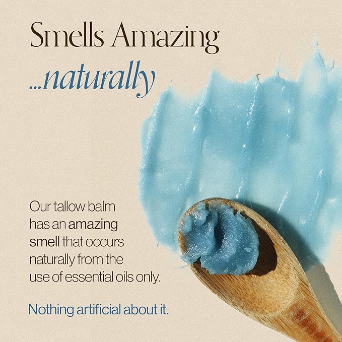 Beef Tallow For Face & Body | Grass Fed & Finished Beef Tallow Balm Infused with Essential Oils (Lavender, Jojoba) | Face Moisturizer to Revitalize and Nourish Skin - 2Oz