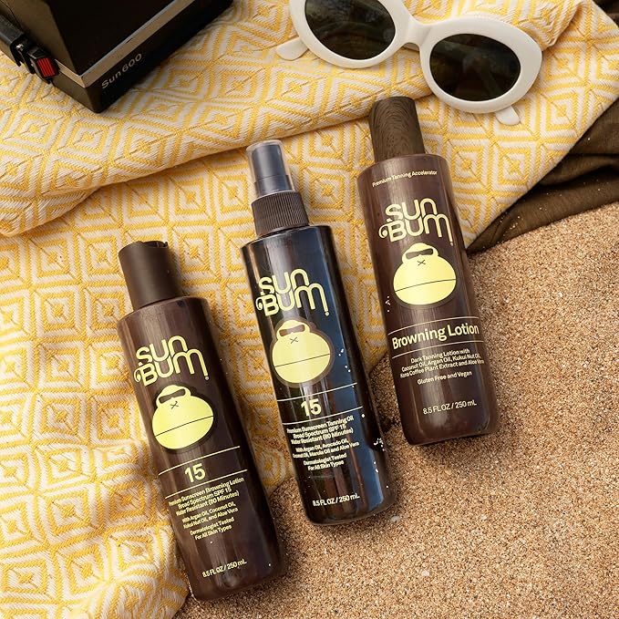 Sun Bum SPF 15 Browning Lotion | Vegan and Hawaii 104 Act Compliant (Octinoxate & Oxybenzone Free) Broad Spectrum Moisturizing UVA/UVB Sunscreen Tanning Lotion with Vitamin E | 8.5 oz
