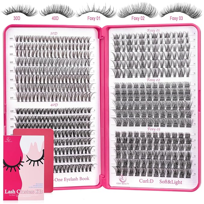 Foxy Beauty Wispy Lash Clusters - 536Pcs Natural 8-16MM EyeLash Clusters 30D 40D & Foxy Lashes For Natural Look D Curl Lash Clusters For DIY Lashes At Home