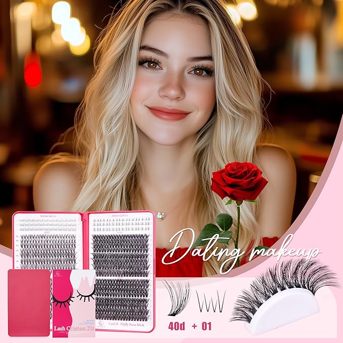 Lash Clusters - Lash Clusters with Bottom Lashes Lash Clusters 30D40D50D60D Fluffy Wispy EyeLash Clusters D Curl No Adhesives Included