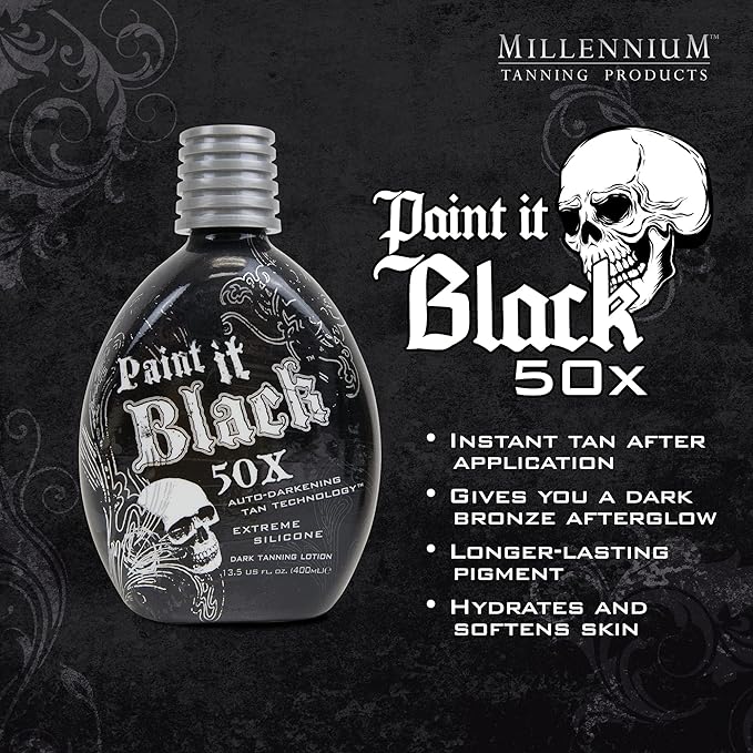 Millennium Tanning Paint It Black 50X - Extreme Dark Tanning Lotion, 13.5 Ounces
