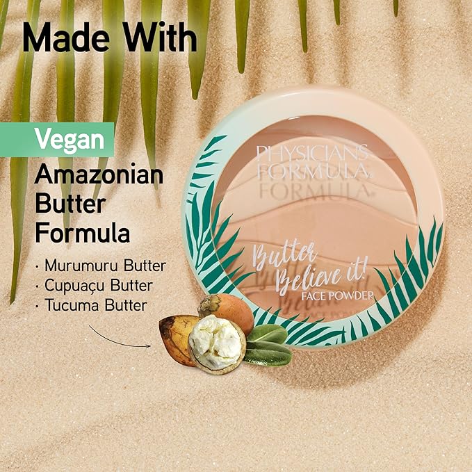 Physicians Formula Murumuru Butter Believe It! Pressed Face Powder, Buildable Coverage with Creamy Finish, Enriched with Amazonian Butters – Translucent