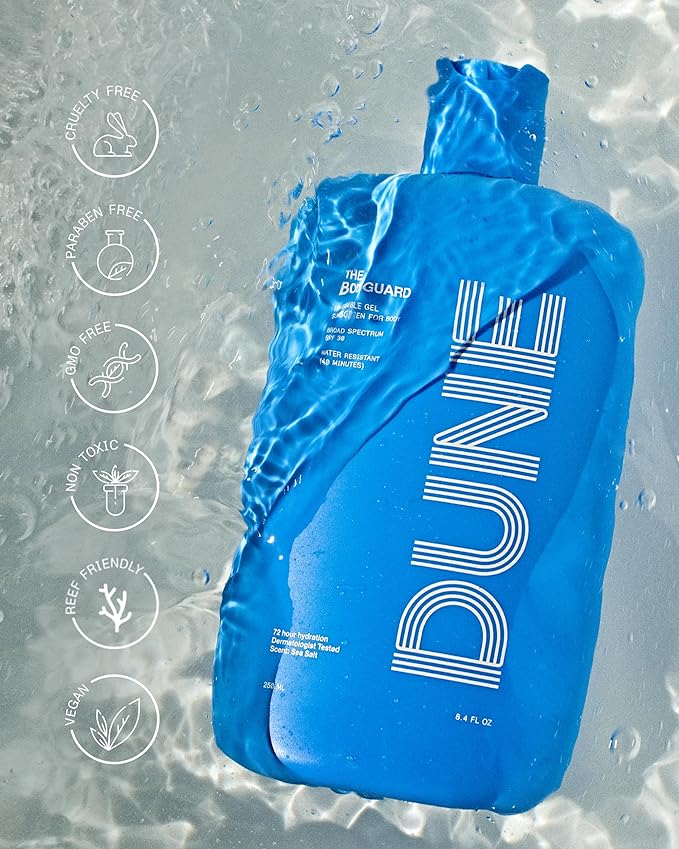 The Bod Guard - Award-Winning Clear Invisible Gel Body Sunscreen - Broad Spectrum SPF 30 Protection, 72 Hour Hydration, 40 Mins. Water Resistant, Reef Friendly, Non-Greasy (8.4 Fl Oz)