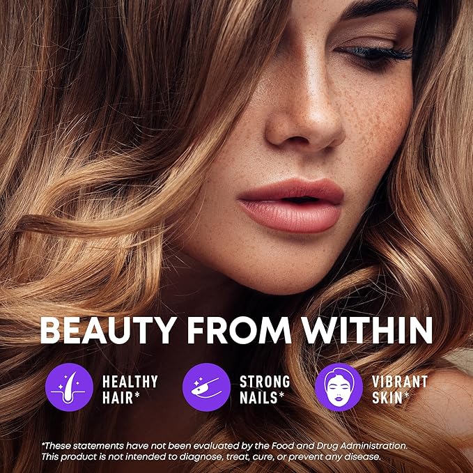 SimplyVital Liquid Biotin & Collagen - Hair, Skin & Nails Vitamins with Biotin 10000mcg & Collagen Peptides - Made in USA - Liquid Collagen for Healthy Skin & Hair Growth Support - 2 fl oz