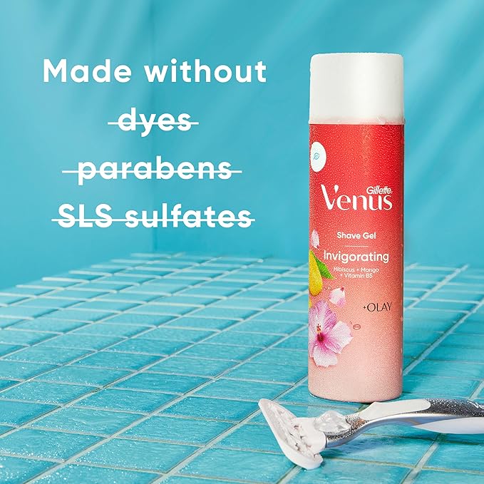 Gillette Venus Invigorating Mango & Hibiscus Scented Shave Gel, Women’s Shaving Cream, 7 oz Pack of 6 (42 oz total)