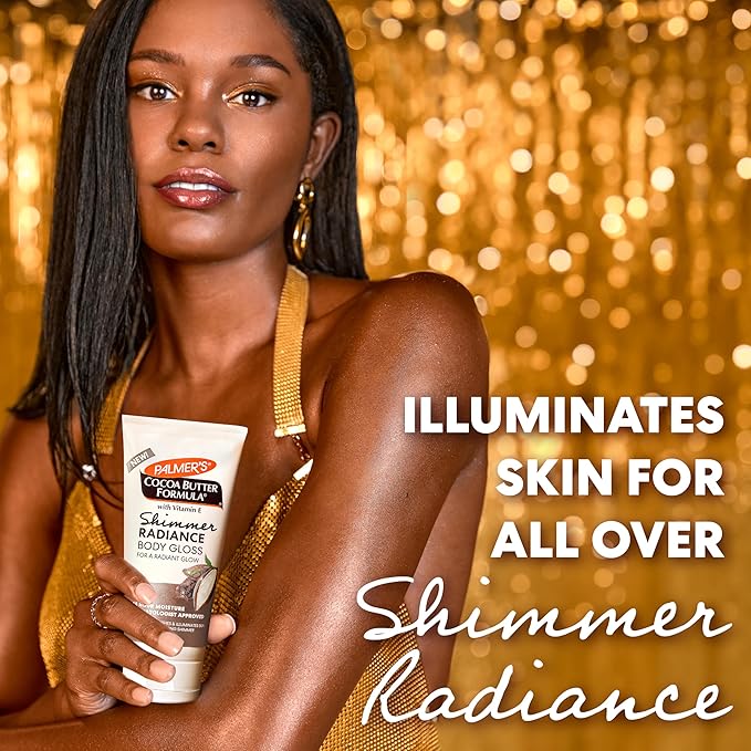 Palmer's Cocoa Butter Formula Shimmer Body Lotion with Vitamin E, 5.25 Fl Oz, Radiance Body Gloss, Help Blur Veins, Cellulite, Marks, 48 Hour Moisture