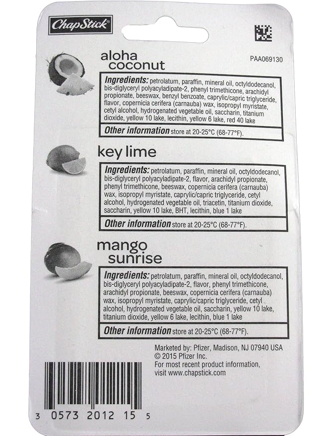 Chapstick Tropical Paradise Collection Lip Care Size .15 Ounce, 3 Sticks