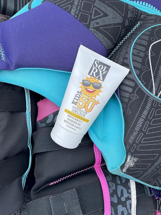 SolRX KID's SPORT Sunscreen SPF 50+ Oxybenzone Free Sunscreen, Reef Safe Sunscreen for Face and Body, Won't Run Into Eyes