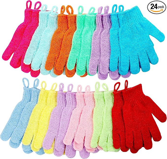 Shower gloves,24 pcs exfoliating bath