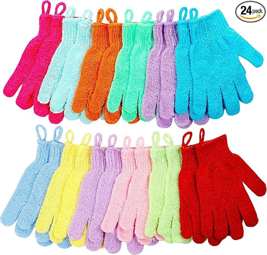 Shower gloves,24 pcs exfoliating bath