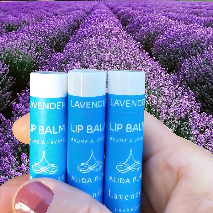 Lavender Lip Balm, Cruelty Free, Vegan Lip Balm Set, Beeswax Free, with Avocado Oil, Organic Jojoba Oil, and Vitamin E, Natural Moisturizer for Dry, Chapped, or Cracked Lips, 3 Tube Set